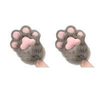 Generisch Fursuit Lot de 2 gants en fourrure synthétique douillet pour cosplay, chat, loup, chien, renard, costume thérien, accessoires pour adulte, carnaval