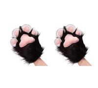 Generisch Fursuit Lot de 2 gants en fourrure synthétique douillet pour cosplay, chat, loup, chien, renard, costume thérien, accessoires pour adulte, carnaval