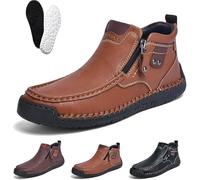 Generisch Fußwohl Bottes orthopédiques de qualité supérieure pour homme - Imperméables - En cuir - Chaussures orthopédiques - Pour la randonnée, le camping, 02 Marron 1, 37 EU