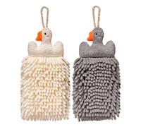 Generisch Fuzzy Ball Lot de 2 serviettes douces en forme d'oie à séchage | Serviettes de salle de bain pour salle de bain, cuisine, maison - Pour essuyer la cuisinière, la table, le verre