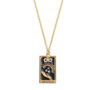 Generisch Galvanisé Rétro Tarot avec - Collier Carré Goutte d'Huile Magicien Étoile-Lune Avant Collier Filigrane Argent, Cuivre, No Gemstone