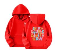 Generisch Gamme de produits sweats à capuche et sweats - Veste à capuche avec poche pour sweat à capuche sportif « In My Double Digits Birthday Bday » avec poche pochette, rouge, 11-12Years
