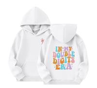 Generisch Gamme de produits sweats à capuche et sweats - Veste à capuche avec poche pour sweat à capuche sportif « In My Double Digits Birthday Bday » avec poche pochette, Blanc., 11-12Years