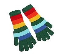 Generisch Gants arc-en-ciel pour femmes Automne Hiver Mignon Chaud Écran sans doigts Étudiant Sangle Poignet Rayé Tricot Cinq Doigts Chaussettes Gants Noir Tissu Femmes (Vert, A)