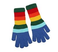 Generisch Gants arc-en-ciel pour femmes Automne Hiver Mignon Chaud Écran sans doigts Étudiant Sangle Poignet Rayé Tricot Cinq Doigts Chaussettes Gants Noir Tissu Femmes (Bleu, A)