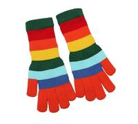 Generisch Gants arc-en-ciel pour femmes Automne Hiver Mignon Chaud Écran sans doigts Étudiant Sangle Poignet Rayé Tricot Cinq Doigts Chaussettes Gants Noir Tissu Femme (Orange, A)