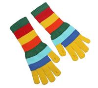 Generisch Gants arc-en-ciel pour femmes automne hiver mignons chauds écran sans doigts étudiant sangle de poignet rayé tricot cinq doigts chaussettes gants noir tissu femmes (jaune, A)