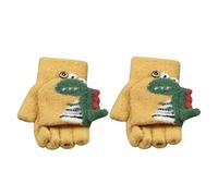 Generisch Gants d’hiver pour enfants avec impression de dinosaure en tricot chaud Moufles à rabat à mi-doigts pour enfants Gants d’hiver pour enfants Gants d’hiver pour enfants Moufles tricotées Gants