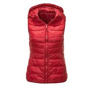 Generisch Gants de cyclisme chauffants avec fermeture éclair Veste ample sans manches Manteau à capuche Veste matelassée Femme sans manches, rouge, 4XL