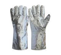 Generisch Gants de soudeur en aluminium - Gants de protection contre la chaleur à 300 °C - Pour soudage métallurgie industrie - Gants de sécurité résistants aux étincelles - 37 cm
