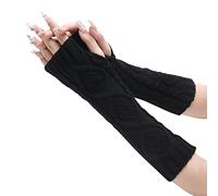 Generisch Gants d'hiver pour femme - Gants chauds - Élastique - Gants thermiques pour femme - Gants longs en cuir (noir, taille unique)
