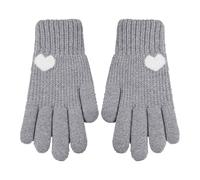 Generisch Gants d'hiver tricotés chauds à doigts complets pour femme avec doublure polaire anti-gant améliorée robe en satin noir (gris, taille unique)