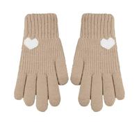 Generisch Gants d'hiver tricotés chauds à doigts complets pour femme avec doublure polaire anti-gant améliorée robe en satin noir (Kaki, taille unique)