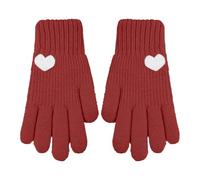 Generisch Gants d'hiver tricotés chauds à doigts complets pour femme avec doublure polaire anti-gant améliorée robe en satin noir (rouge, taille unique)
