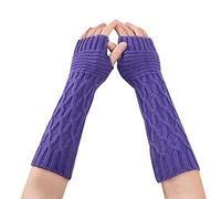 Generisch Gants longs en laine tricotée pour femmes et hiver femmes chauds manches doigts gants longs pliés lavage de chaussures (D, taille unique)