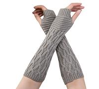 Generisch Gants longs en laine tricotée pour femmes et hiver femmes chauds manches doigts gants longs pliés lavage de chaussures (B, taille unique)