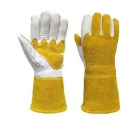 Generisch Gants Thermiques Hommes Peau de Mouton Travail Isolation Thermique Soudeur à Haute Température Gants de Soudure (Jaune, L)