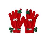 Generisch Gants tricotés unisexes avec design amusant de monstre 3D - Gants d'hiver chauds avec cordon de serrage - Accessoire amusant pour la saison froide, Style_a02 Rouge, taille unique