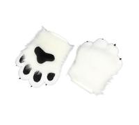 Generisch Gants unisexes en peluche aspect pattes d'animaux - Moufles douillettes pour cosplay et hiver - Gants en fourrure synthétique douce avec motif pattes, Style_i06 Blanc, taille unique