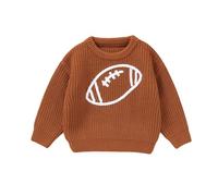 Generisch Garçons Automne Hiver Pull Tricoté Mignon Style Rugby Brodé Pull Top Chaud Doux Confortable Confortable Vêtements Décontractés Enfants, marron, 12-18 mois