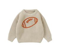 Generisch Garçons Automne Hiver Pull Tricoté Mignon Style Rugby Brodé Pull Top Chaud Doux Confortable Confortable Vêtements Décontractés Enfants, kaki, 12-18 mois