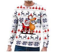 Generisch Garçons Produits de Noël pour Hommes en Hiver Sweat à Capuche Col Rond Double Couche Flocon de Neige Drôle Père Noël Veste Hiver Respirant Homme, rouge, XXL