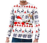 Generisch Garçons Produits de Noël pour Hommes en Hiver Sweat à Capuche Col Rond Double Couche Flocon de Neige Drôle Père Noël Veste Hiver Respirant Homme, Vert armée., XL