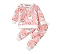 Generisch Garçons Tenue de Noël Bébé Garçon Fille Manches Longues My First Christmas Tenue Bébé Père Noël Ensembles de Vêtements pour Bébé Garçon Barboteuse Nouveau-né, Rose, 12-18 mois