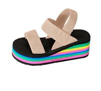Generisch Gastronomie Chaussures pour femme avec embout en acier Chaussures d'été Mode Sandales de plage Nesh Bande élastique Sandales compensées à talons hauts Chaussures pour femme Sexy 41, kaki, 41