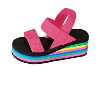 Generisch Gastronomie Chaussures pour femme avec embout en acier Chaussures d'été Mode Sandales de plage Nesh Bande élastique Sandales compensées à talons hauts Chaussures pour femme Sexy 41, Rose, 40