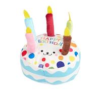 Generisch Gâteau d'anniversaire 2026 - Motif arc-en-ciel - En tissu - Pipe à animaux - Forme de gâteau d'anniversaire interactif pour petites et moyennes tailles (bleu, 16 x 17 cm)