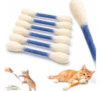 Generisch Giant Qtip Cat Toy Lot de 6 cotons-tiges géants pour chat - Bâtonnets en coton avec herbe à chat - Jouet à mâcher pour chaton pour la dentition - Chaton interactif en feutre (bleu)
