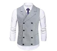 Generisch Gilet cachemire pour homme - Gilet d'affaires à double boutonnage - Gilet de costume victorien - Jacquard - Gilet de pirate - Gilet d'hiver médiéval - Gothique, Blanc., M