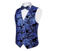 Generisch Gilet de costume pour homme avec nœud papillon au motif cachemire - Ensemble festif composé d'un gilet jacquard et d'un nœud - Gilet élégant pour mariage, bal et occasions spéciales