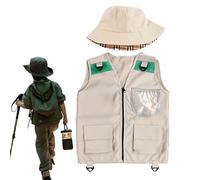 Generisch Gilet de pêche pour enfant - Équipement de camping avec - Jouet d'exploration de la nature pour le camping, la randonnée, le zoo et les aventures