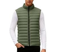 Generisch Gilet de survêtement unisexe à col montant - Gilet matelassé chaud en duvet - Fermeture éclair - Gilet de transition - Couleur unie - Gilet d'hiver - Loisirs - Veste thermique légère, Vert