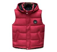Generisch Gilet de travail matelassé pour homme avec capuche amovible - Veste chaude en duvet sans manches avec poches - Gilet de sport d'extérieur pour la randonnée, le camping, rouge, 4XL