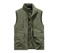 Generisch Gilet de travail pour homme - Gilet d'hiver surdimensionné - Gilet de transition cargo doublé avec plusieurs poches - Gilet de chasse chaud - Col montant - Gilet d'extérieur - Gilet de sport