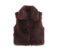Generisch Gilet d'hiver chaud en fausse fourrure pour femme - Gilet court en fourrure synthétique - Doux et confortable - Sans manches - Parka en fourrure synthétique, marron, M