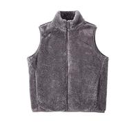 Generisch Gilet d'hiver chaud pour femme - Gilet polaire sans manches en peluche - Veste moelleuse en peluche - Col montant - Gilet en laine de mouton - Couleur unie - Veste en coton confortable