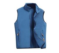 Generisch Gilet d'hiver en polaire pour homme - Gilet softshell doublé - Sans manches - Coupe ajustée - Chaud - Gilet de travail polaire - Gilet de pêche avec col montant et poches, R bleu., L