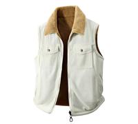 Generisch Gilet d'hiver en velours côtelé pour homme - Rétro - Veste polaire sans manches - Confortable - Gilet de transition - Gilet de sport épais et non tissé - Gilet d'extérieur chaud doublé