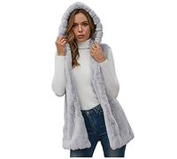 Generisch Gilet douillet pour femme - Gilet polaire pour femme - Long gilet en fourrure synthétique - Cardigan d'extérieur moelleux - Veste d'hiver chaude - Gilet d'extérieur sans manches - Veste à