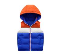 Generisch Gilet en duvet pour garçon avec doublure en polaire, sans manches, fermeture éclair, léger, isolant, bleu, 5-6 ans