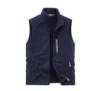 Generisch Gilet en polaire pour homme - Col montant - Fermeture éclair - Automne et hiver - Gilet d'extérieur élégant et sportif en même temps - Idéal pour les loisirs et le travail, bleu foncé, M