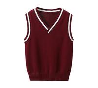 Generisch Gilet en tricot pour filles et filles à l'école primaire et secondaire au printemps et en hiver, gilet pull confortable et tendance robe bébé fille, Bordeaux, 5-6 ans