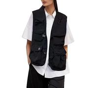 Generisch Gilet fonctionnel uni pour femme avec poches, coupe ample, veste d'extérieur sans manches