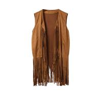 Generisch Gilet hippie à franges pour homme - En daim - Grandes tailles - Gilet à franges - Manteau avec pompons - Couleur unie - Costume de carnaval - Avec franges - Tenue disco des années 80 et 90