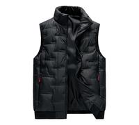 Generisch Gilet matelassé en duvet pour homme - Col montant - Gilet d'hiver avec capuche - Gilet de sport chaud - Gilet de transition - Gilet de travail léger - Thermique - Coupe-vent, Noir , 3XL