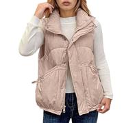 Generisch Gilet matelassé pour femme - Sans manches - Col montant - Loisirs - Léger - Gilet d'équitation - Gilet tampon - Gilet chaud - Gilet de sport pour femme - Gilet d'hiver d'extérieur, kaki, XXL